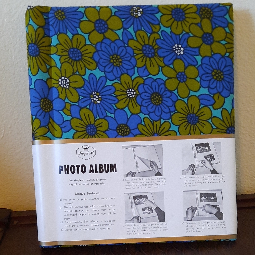 Royal M Photo Album with Blue and Green Floral Design